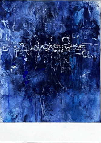 Katsumi Hayakawa Circuit in Blue, 2024 acrylic on arches paper 14 x 10 inches