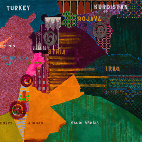 Syria Rojava Israel Gaza, 2022-23 Acrylic on canvas 60 x 60 inches