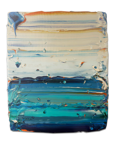 Jane Lee, Horizon's Fold #3, 2025-26, acrylic paint, gel on fiberglass base, 31.5 x 23.6 x 1.2 inches/80 x 60 x 3 cm