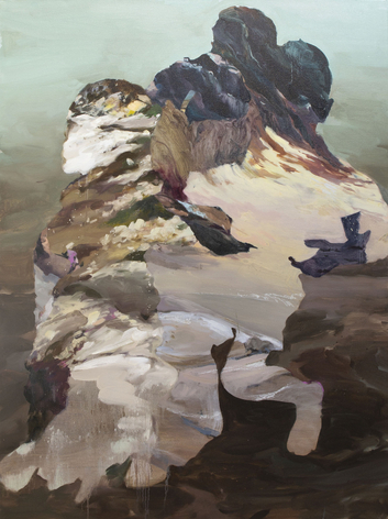 Peihang Benoit, Let's Go for a Great Hike in the Snow, 2024, oil, oil stick, and acrylic on linen, 63 x 47.2 inches/160 x 120 cm