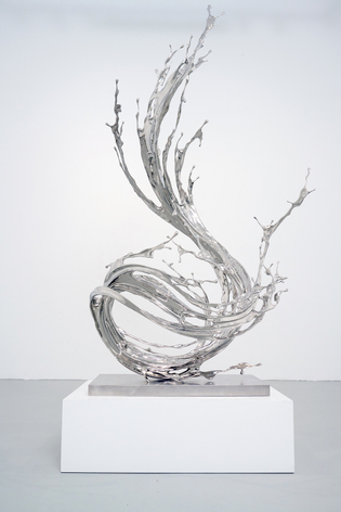Zheng Lu, Water in Dripping - Profound, 2024, stainless steel, 80.3 x 39.4 x 39.4 inches/204 x 100.1 x 100.1 cm
