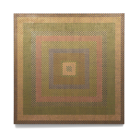 Inquiry, 2025, watercolor, color pencil and iron oxide on canvas, 60 x 60 inches/152.4 x 152.4 cm