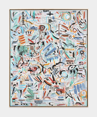 Good Bye My Shadow, 2026, acrylic ink, graphite, India ink on Sheetrock panels in artist’s frame, 61 x 49 inches/154.9 x 124.5 cm