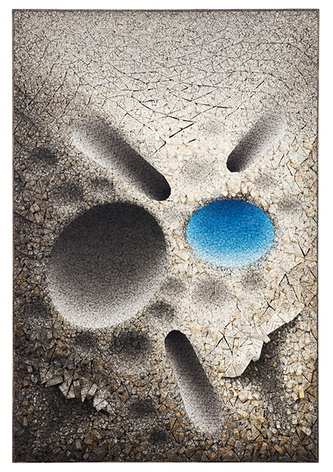 Chun Kwang Young, Aggregation 10 - NV046 (Blue), 2010, Mixed media with Korean mulberry paper, 76.8 x 52 inches/195 x 132 cm