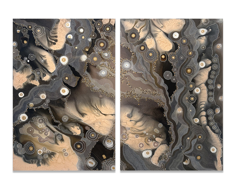 Trishla Jain, Tender Mystery, 2025, ink and acrylic on canvas, 72 x 96 inches/182.9 x 243.8 cm