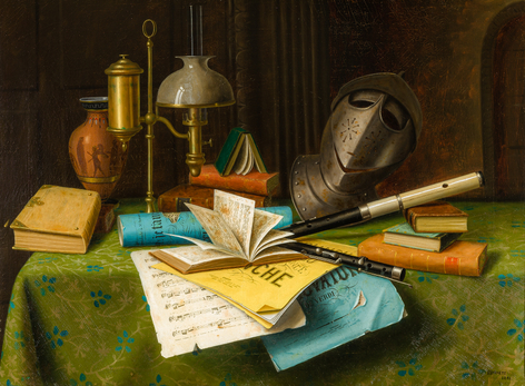 WILLIAM MICHAEL HARNETT (1848&ndash;1892), "A Gentleman&rsquo;s Study," 1881. Oil on canvas, 28 1/8 x 38 in.