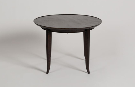 round ebonized oak coffee table