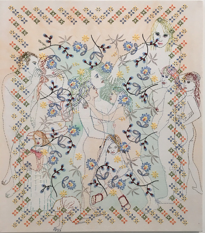 Hand embroidered vintage linen