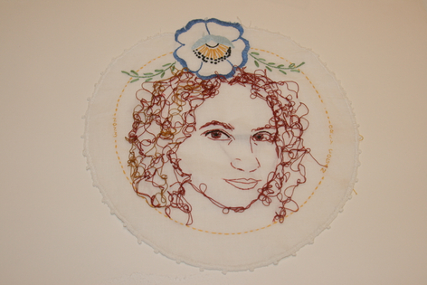 portrait of a woman embroidered