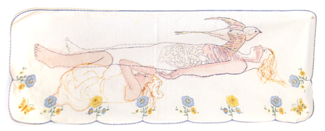 Embroidery of a landscape with figure