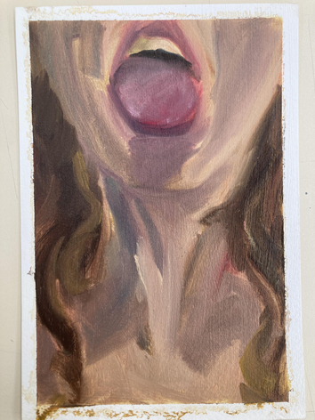 Oil on paper study of an open mouth