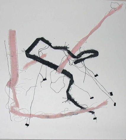 Luis Roldan, Suenos, 2007, Torn bed sheet on paper, 17" x 19"