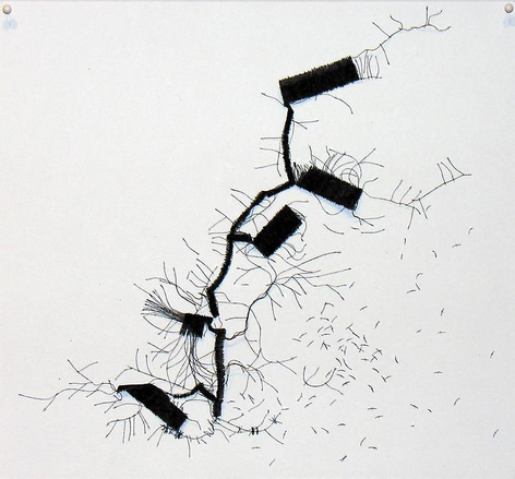 Luis Roldan, Suenos, 2007, Torn bed sheet on paper, 11" x 10 1/8"