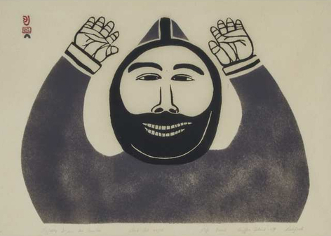 Josephie Pootoogook (b. 1887). JOYFULLY I SEE TEN CARIBOU, 1959