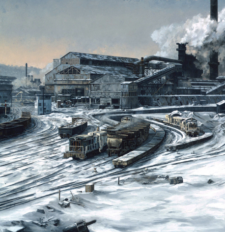 Craig McPherson, Edgar Thomson (Hopper Cars), 2004, oil on panel, 25 3/4 x 24 3/4 inches