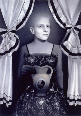 Self-Portrait on Display, 1998 charcoal and pastel on paper 54 x 40 inches