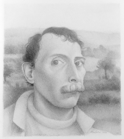 Alan Feltus, Self-Portrait in Landscape, 2004, pencil on heavy paper, 13 5/8 x 11 3/4 inches