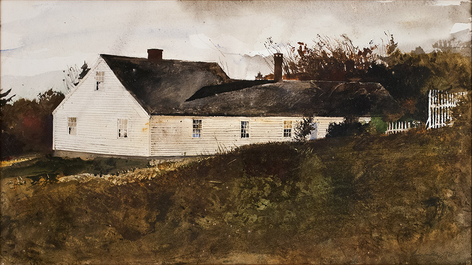 Andrew Wyeth, House on Stone's Point, 1977, watercolor on paper, 12 x 22 1/4 inches