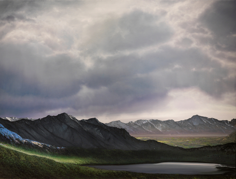 The Past is Pressed Up Against the Present (SOLD), 2014, oil on canvas, 72 x 96 inches