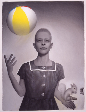 Self-Portrait (Yellow Ball and Squirrel), 1998 charcoal and pastel on paper 54 x 40 inches