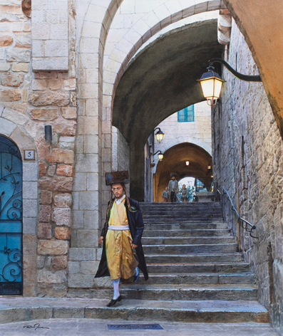 Rance Jones, Nearing, 2025, watercolor on paper, 25 x 21 inches