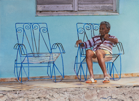 Cool Blue, 2024 watercolor on paper 10 x 13 3/4 inches