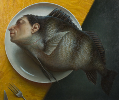 Virtues: Sacrifice [Robert Palumbo] (SOLD), 2012-2013, oil on linen on dibond, 25 x 30 inches