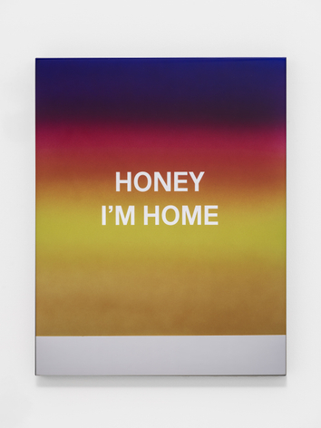 Wonwoo Lee, HONEY I'M HOME, 2026, Stainless steel super mirror, steel, paint, silkscreen, 48 x 36 cm, Ed. 1/10., Courtesy of the artist and PKM Gallery.