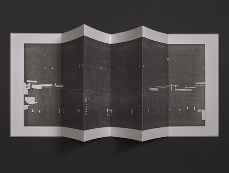 Seher Shah, Woven Nights (I), 2025, Monotype print handmade concertina book on Somerset white paper