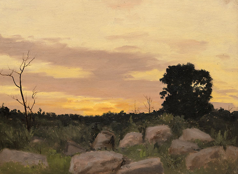 LOCKWOOD DE FOREST (1850-1932), Sunset over the Field, Jan 1903