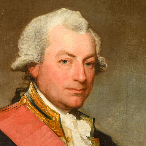 GILBERT STUART (1755–1828), "Portrait of Captain Sir John Jervis, later First Earl of St. Vincent," about 1783–87. Oil on canvas, 88 3/16 x 55 1/2 in. (detail).