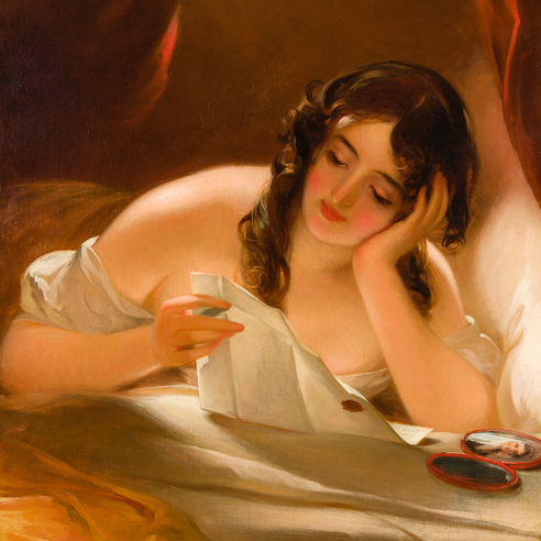 THOMAS SULLY (American, 1783–1872), "The Love Letter," 1835. Oil on canvas, 30 x 25 in. (detail).