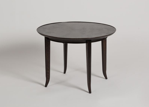 Round ebonized wood coffee table