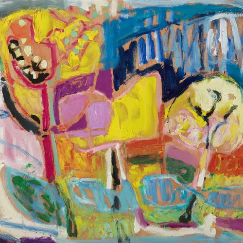 Leonie Gibbs  Autumn Abstarcted Lioux, Provence, 2017  oil on board  52cm x 71cm