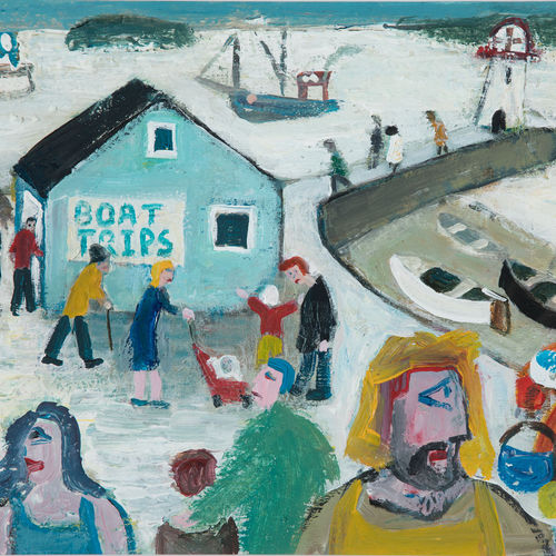 James Newton Adams  Boat Trips  acrylic on card  30.5cm x 40.5cm