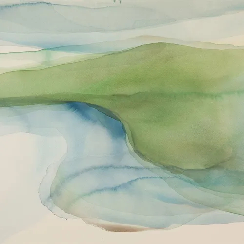 Peter Davis RSW  Gibbie Law's Burn, 2018  Watercolour on paper  60cm x 90cm