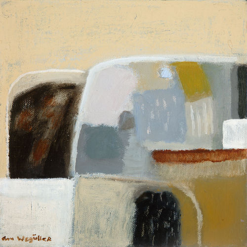 Ann Wegmuller RSW  Hill Fields, Winter 1  oil on canvas  20cm x 20cm