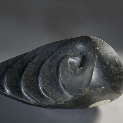 Steve Dilworth  Deep Water Drogue, 2020  harris stone, whale bone, brass and deep water  14cm high x 33cm x 15cm