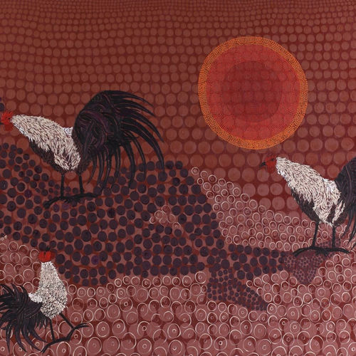 Selma Gürbüz  Woman With Roosters, 2011  Oil on canvas  155 x 230 cm 61 1/8 x 90 1/2 in