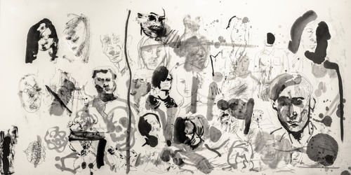 Chloe Ho 何鳳蓮 Sea of Faces《人海》, 2013 Chinese ink, pen and charcoal on paper 中國水墨、鋼筆、碳粉、紙本 135.8 x 68.6cm