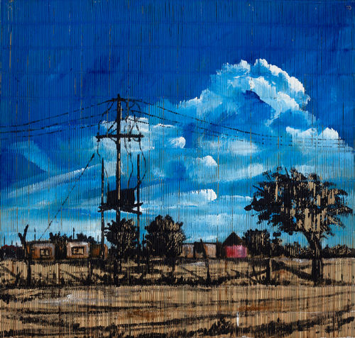 Fumani Maluleke Xota xina Ndlela , 2025 Mixed media on canvas 88 x 86 cm | 100 x 100 x 5 cm