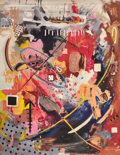 Layziehound A Principle of a Discreet Life, 2024 Acrylic on canvas 118 x 98 x 5 cm