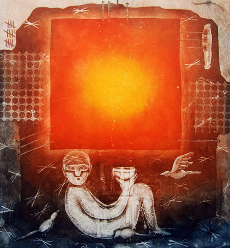 Javier Chalini Chackmool Metal etching prints. Hard ground, soft ground, and aquatint techniques. Printed on Rives BFK 100% cotton paper. 17 1/2 x 19 1/2 in 44.5 x 49.5 cm Edition of 15