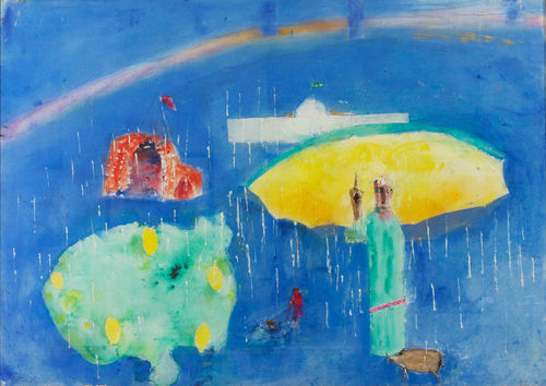 ANTHONY FRY Monsoon Man oil and pigment on Khadi paper 47 1/2 x 67 in 120.6 x 170.2 cm