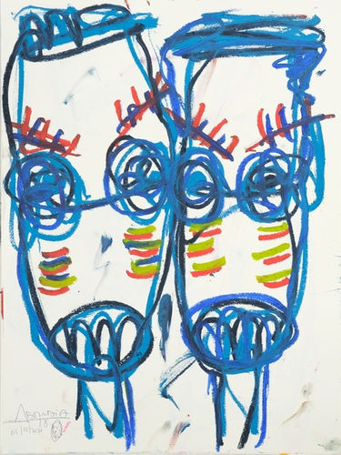 Aboudia Enfants de l'eau, 2021 Oil Stick on Paper 24 1/8 x 18 in 61 x 45.7 cm