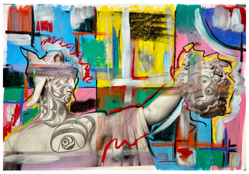 Rande Cook Break Down Patriarchy, 2022 Acrylic, charcoal, graphite on photographic print 22 x 32 inches 55.9 x 81.3 cm