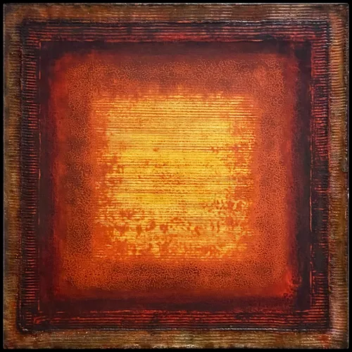 Tôn-Thất Minh-Nhật Afternoon sun / Nắng chiều, 2023 Vietnamese lacquer | Sơn ta 60 x 60 x 5 cm 23 ½ x 23 ½ x 2 ins