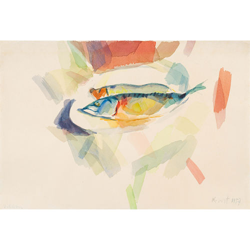Kurt Absolon, Stillleben mit Fischen, 1957