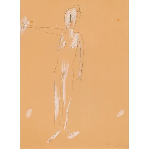 Oswald Oberhuber, Stehender weiblicher Akt mit ausgestrecktem Arm, 1959