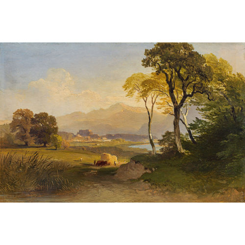 Johann Fischbach, Blick auf Salzburg vom Fuß des Plainbergs aus, 1848